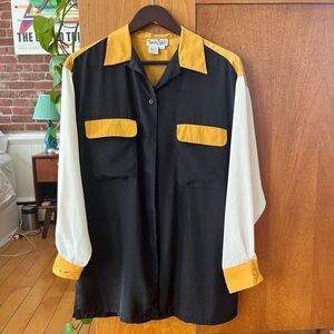Diane von Furstenberg | Vintage Color Block Button Down Blouse Size 10